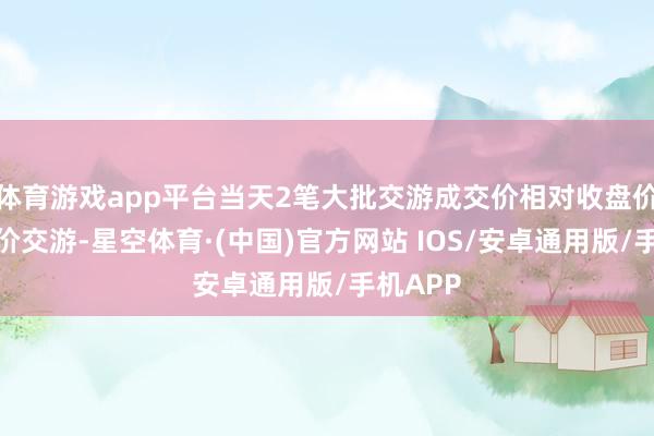 体育游戏app平台当天2笔大批交游成交价相对收盘价均为折价交游-星空体育·(中国)官方网站 IOS/安卓通用版/手机APP